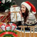 2 x 30 Pcs Christmas Velvet Wreath Bows, 5 x 7 Inch Vintage Velvet Ribbon Rustic Crafts Gift Bows for Indoor Outdoor Wreaths Garland Holiday Xmas Tree Wrapping Crafts (Khaki, Width of 5/8")