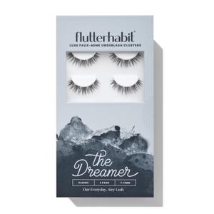 FlutterHabit The Dreamer prepTECH Classic 6 Pair Underlash Extensions, 7–14mm Wispy Lash Clusters, Reusable Under Lash Eyelashes for At Home Application, Medium Volume Doll Eye, Adhesive Required