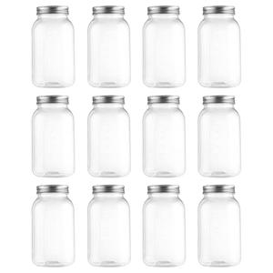 novelinks 32 oz Plastic Food Storage Jars with Metal Lids – 11 Pack BPA-Free Clear Airtight Containers for Pantry, Spices, Snacks, Kitchen & Bathroom Organization – Leak-Proof Reusable Jars (Silver)