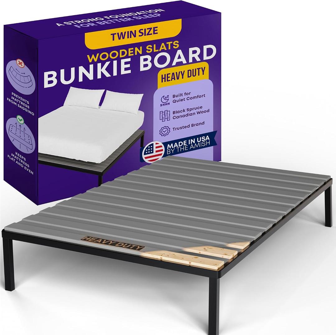 Greaton, 0.75-Inch Heavy Duty Horizontal Wooden Bunkie Board/Bed Slats, 72" x 39", Grey, Twin