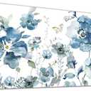 Flower Canvas Wall Art Blue Floral Canvas Painting Pictures for Gallery Wall Decor Butterfly Flies in Indigo Flowers Canvas Prints Artwork for Living Room Bedroom Home Wall Decorations 40" X 20"