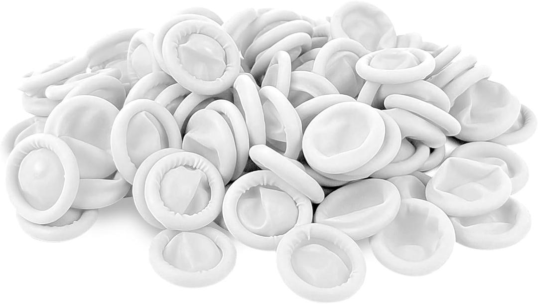 100 Pcs Disposable Finger Cots, Large Latex Finger Protectors for Clean and Dry Protection, Rubber Fingers Tips Tips for Beauty and Electronic Repair (Large White)