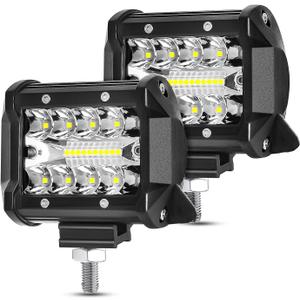 4 Inch 120W LED Light Bar 12000LM Spot Flood Combo Off Road Triple Row Work Driving Fog Light for Pickup Truck ATV UTV SUV Boat 2PCS