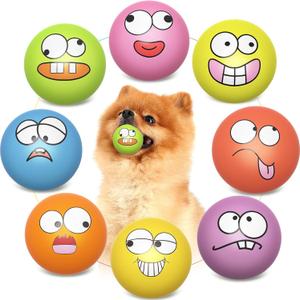Squeaky Dog Toys Soft Latex Rubber Squeaky Dog Balls for Puppy Small Pet Dogs (8 Pack) (Round Balls)