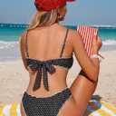 ZAFUL Womens Bikini Set 2 Piece Swimsuit Bandeau Top Cute Plaid Ruffled Bow Decor Cheeky Bathing Suits (XL)
