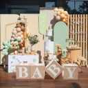 4pcs Baby Boxes with Letters with Burlap Grain,with Printed Letters for Baby Shower,Gender Reveal Party