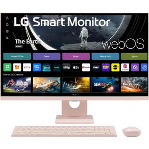 LG 27SR5BF-P 27-inch FHD (1920x1080) Smart Monitor with Streaming TV, webOS, Wireless Keyboard, Mouse, HDR10, IPS Display, webOS, Speaker, ThinQ App, Remote Control, Pink