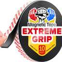 Super Sticky Magnetic Tape (10 feet x 1/2 inch) - Stong Magnet Strip with Adhesive Backing for DIY & Crafts - Easy to Cut and Mount on Fridges, Whiteboards & More