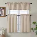 Gwine Linen Valance Curtain, Light Filtering Faux Linen Textured Valance Kitchen Curtain for Window, Rod Pocket Small Short Curtains for Laundry Basement, 60Wx18L Inch, 1 Piece