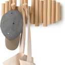 Umbra Picket Coat Rack Wall Mount – 5 Flip-Down Wood Coat Hooks, Modern & Functional Storage, Easy Install Wall Hooks, Natural