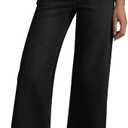 KUNMI Women's Wide Leg Jeans High Waisted Straight Leg Stretchy Denim Pants with Pockets (12, Wl001-black)