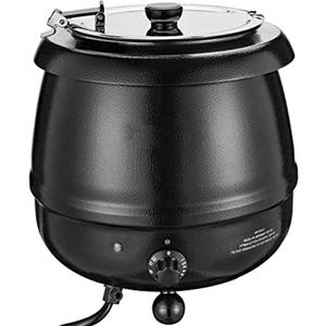 Stainless Steel Stock Pot - 10.5 Quart With Hinged Lid And Removable Soup Jug, Heatable Large Capacity Soup Bucket, Commercial Grade Stockpot With Lid, Black