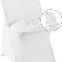 magalo 100 Pack White Spandex Folding Waterproof Chair Cover, Stretch Chair Cover Protector for Wedding, Party, Dining Banquet and Other Special Events