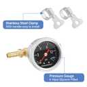 MEASUREMAN Fuel Pressure Gauge Kit 0-15Psi Stainless Steel Glycerin Filled, 1-1/2" Black Dial Size, with 5/16" Fuel Line Fuel Pressure Brass T-Fitting Adapter, Center Back Mount