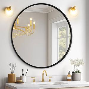 Black Round Mirror for Over Sink | Circle Bathroom Mirror, Metal Frame Vanity Mirror, Modern Wall Mirror for Entryway Living Room
500x500 black 
