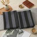 Merryword Queen Size Pillowcases, 100% Cotton Pillow Cases, Black and Gray Striped Pillowcases, Luxury Linen Like Pillowcase, Soft Breathable Wide Stripe Pillow Covers, Set of 2
