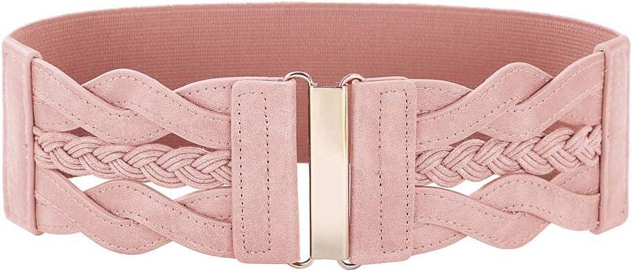 GRACE KARIN Women's Elastic Wide Belts Vintage Stretchy Belt Retro Fashion Cinch Belts for Dresses (XXX-Large, Pink)