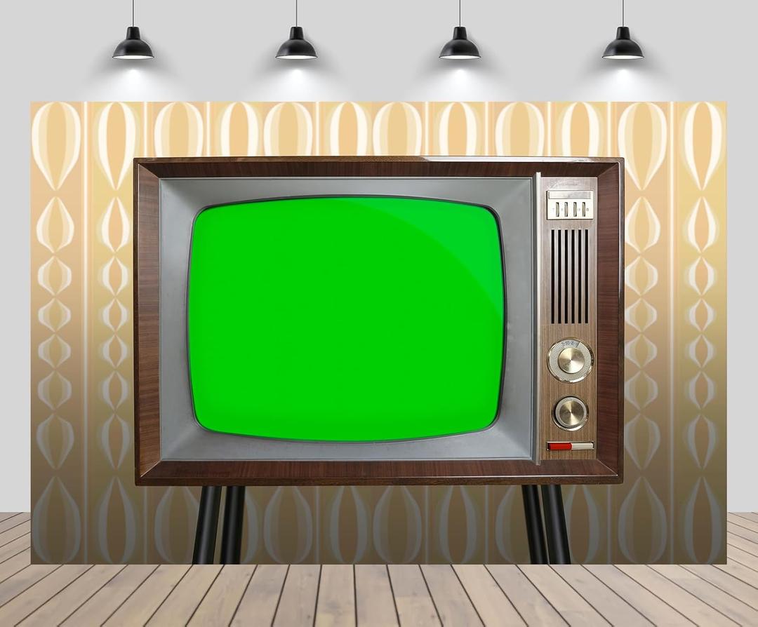 10x8ft Retro TV Backdrop Vintage Analog TV with Old Fashioned Wallpaper Background for Retro 50s 80s Party Decorations Nostalgic Photoshoot Props Wallpaper (B1-682)