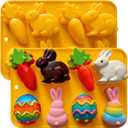 Easter Chocolate Molds, 1 Pack Easter Egg Bunny Shaped Silicon Molds for Chocolate Silicone Easter Molds for DIY Baking Chocolate Candy Jello Ice Cube Muffin Soap Resin Candle Gift Pary supplies