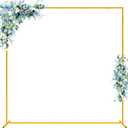 Wokceer Wedding Arch Backdrop Stand Square 6.6FTx6.6FT Gold Metal Balloon Arch Stand Garden Arbor Backdrop Frame for Wedding Birthday Party Baby Shower Photo Booth Background Decoration