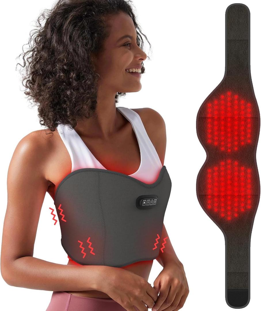 Red Light Therapy Device for Chest  130 LEDs 660nm, Vibration Massage, 3 Heat Levels (95F /104F/113F)  Alleviate Breast Pain and Inflammation
