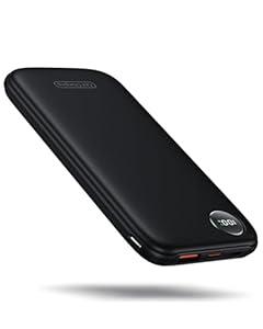 Powerbank Fast Charging Max 12V/4.5A, Ultra Slim Portable Charger USB C 10000mah, Travel Power Bank for iPhone 11 12 13 14 15 16 Samsung Android, DC Lightweight Battery Pack Phone Charger, White