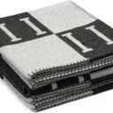 Modern H-Pattern Throw Blanket, Geometric Design for Sofa and Living Room, Warm and Cozy Throw Blanket, Decorative Sofa Blanket for Home Decoration Leisure and Daily Use 51x70inch (Black)