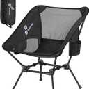 Sportneer Camping Chairs, Lightweight Outdoor Chairs with 2 Side Pockets & Storage Bag, Foldable & Portable Lawn Chairs for Camping Hiking Lawn Picnic Beach Outdoor Travel (1, Black)