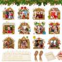 Thyle 36 Set Christmas Photo Frame Craft Kits DIY Wood Gingerbread House to Paint Ornaments Bulk Xmas Tree Hanging Picture Frames for Christmas Party Winter Activities Home Decorations Gifts