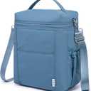 NOL Natural Organic Lifestyle Insulated Lunch Bags for Women Cooler Bag Lightweight Nylon Waterproof Lunch Box For Work (Dusty blue, Large)