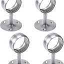 Antrader 2" Curtain Rod Ceiling Mount Bracket, Stainless Steel Flange Bracket, Shower Curtain Wardrobe Closet Rod Holder with Screws, Silver - Pack of 4