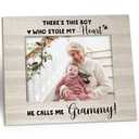 Kneaotoaji New Granny Picture Frame - First Time Grandma Gifts, New Grandma Photo Frame, There's This Boy Who Stole My Heart and He Calls Me Granny Wooden Picture Frames for 5x7 Photo