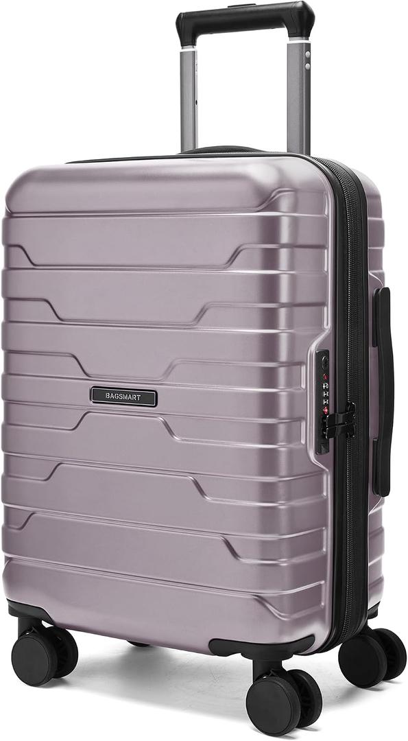 BAGSMART Carry On Luggage 22x14x9 Airline Approved with Spinner Wheels,Lightweight 20 Inch Luggage with TSA Lock,Expandable Hard Shell Carry On Suitcases for Men Women,Rose Purple