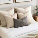 MIULEE Pack of 2 Decorative Burlap Linen Christmas Throw Pillow Covers Modern Farmhouse Pillowcases Rustic Woven Textured Cushion Cover for Sofa Couch Bed 18x18 Inch Beige