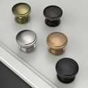 Amerdeco 10 Pack 1-1/4 inch Kitchen Cabinet Knobs Champagne Bronze Cabinet Knobs Bedroom Dresser Gold Round Drawer Knobs Single Hole Cabinet Pulls