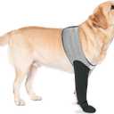 COODEO Dog Socks to Prevent Licking Paws, Healing Boots & Paw Protectors with Non-Slip Bottoms for Wound Protection, Waterproof Sleeve Shoes for Licking Grey L_Left