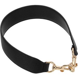 uxcell 22.83 Inch PU Leather Short Bag Strap with Clasp, Purse Handles Handbags Replacement Straps for Clutch Bag Crossbody Underarm Bags, Black, Gold Buckle