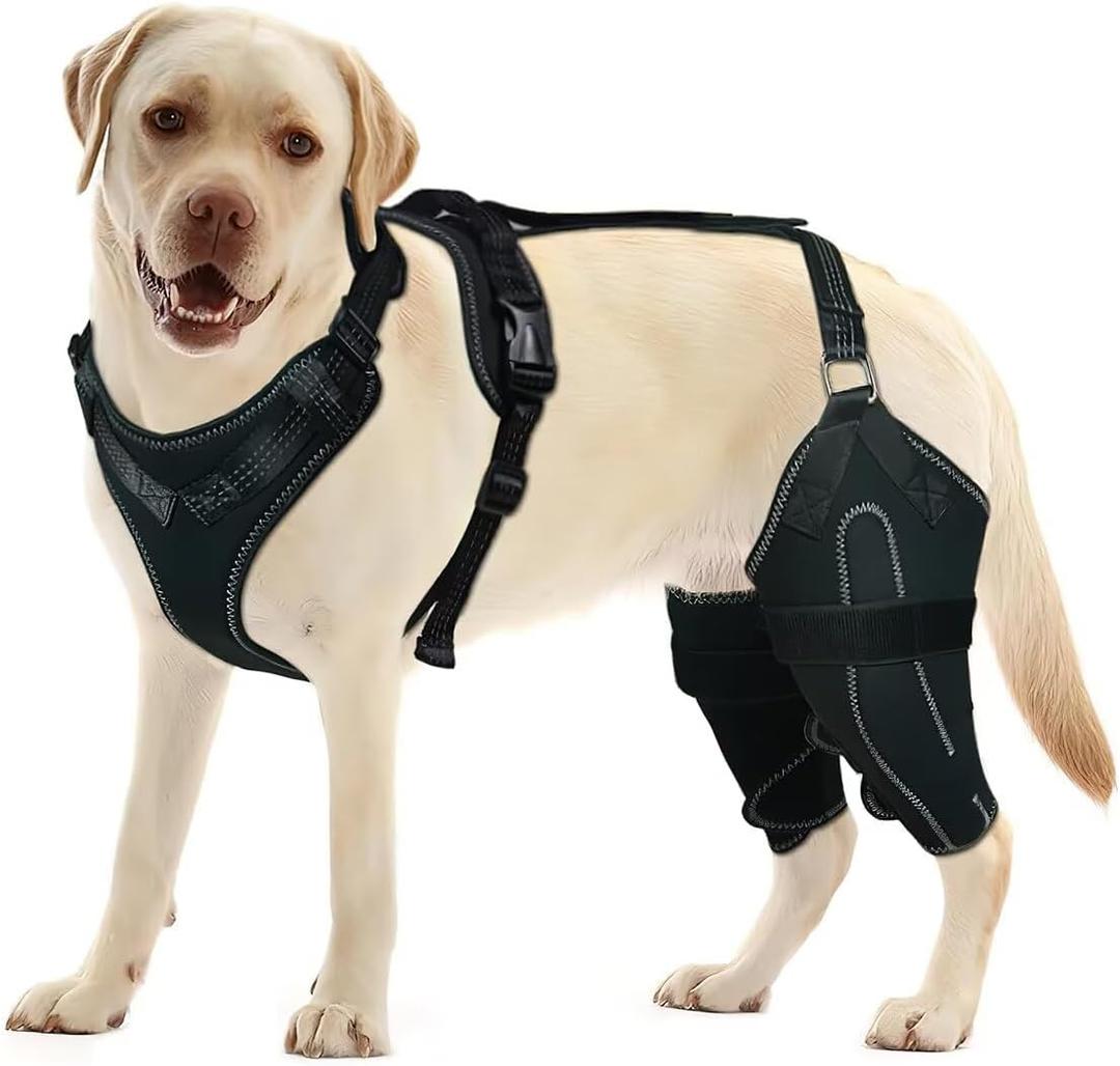 LISPOO Adjustable Leg Support with Sufficient Wrapping and Support,Dog Knee Brace for Torn ACL/CCL Hind Leg & Luxating Patella, Arthritis & Joint Pain Relief,Better Recovery-Both Leg S Size