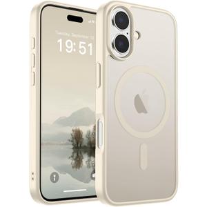 SUPFINE Magnetic for iPhone 17 Case (Compatible with MagSafe)(Military Grade Drop Protection) Translucent Matte Shockproof with Anti-Fingerprint Phone Cover 2025,Antique White