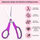 Scissors Set of 24-Pack, Rkqoa 8" All Purpose Pure Black Scissors - Thick Sharp Shears for Office School Sewing Craft Supplies, Classroom Must have, High/Middle School Student Teacher Scissor Bulk