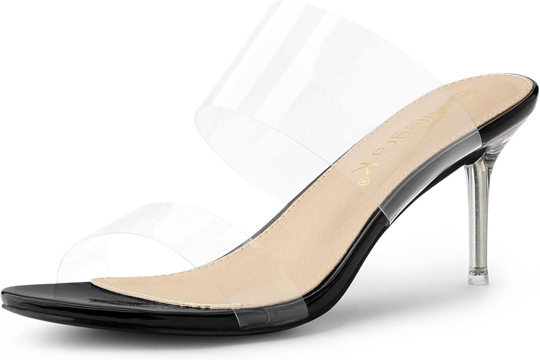 Allegra K Women's Clear Slide Stiletto Heel Clear Sandals (8)