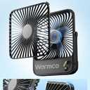 Warmco 10000mAh Portable Travel Fan 7-inch, Max 24H Runtime, Ultra-thin Quiet Rechargeable Battery Operated Desk Fan with Digital Display for Camping, Office, Bedroom, Cruise Essentials