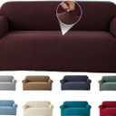 Mrcrypos Stretch Sofa Covers for 3 Cushion Couch Includes a Pillow Cover Washable Sofa Slipcover Furniture Protector with Non Skid Foam and Elastic Bottom for Kids,Pets Dog(Sofa,Coffee-Colored)