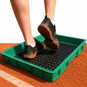 Cinnvoice Tennis Court Shoe Cleaning Tray with Brush Mat, Clay & Sand Removal for Courts, Sports Facilities, Entryway Boot Cleaner, 24 x 16.5 x 3.7 Inches