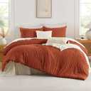 Andency Burnt Orange Oversized Super King Comforter Set 120x120, Extra Large King Size Comforter Oversize Boho Soft Warm Bedding Comforter Sets, 3 Pieces Aesthetic Chevron Textured Bedding Set