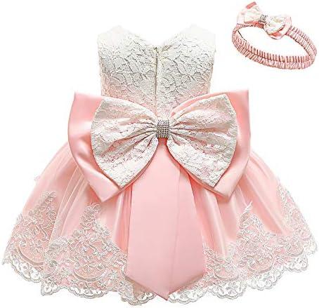 KISSOURBABY Toddler Baby Girls Embroideries Baptism Dresses Christening Special Occasions Gown for Baby Girl with Headwear, 24M