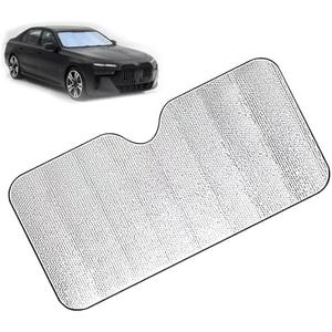 Hugwits Car Windshield Sunshade, Aluminum Foil Double Thickened Sun Visor Cover, High Heat Insulation Car Window Sun Block Protector with Suction Cup Fixed, Universal for Cars SUVs Trucks (Large)