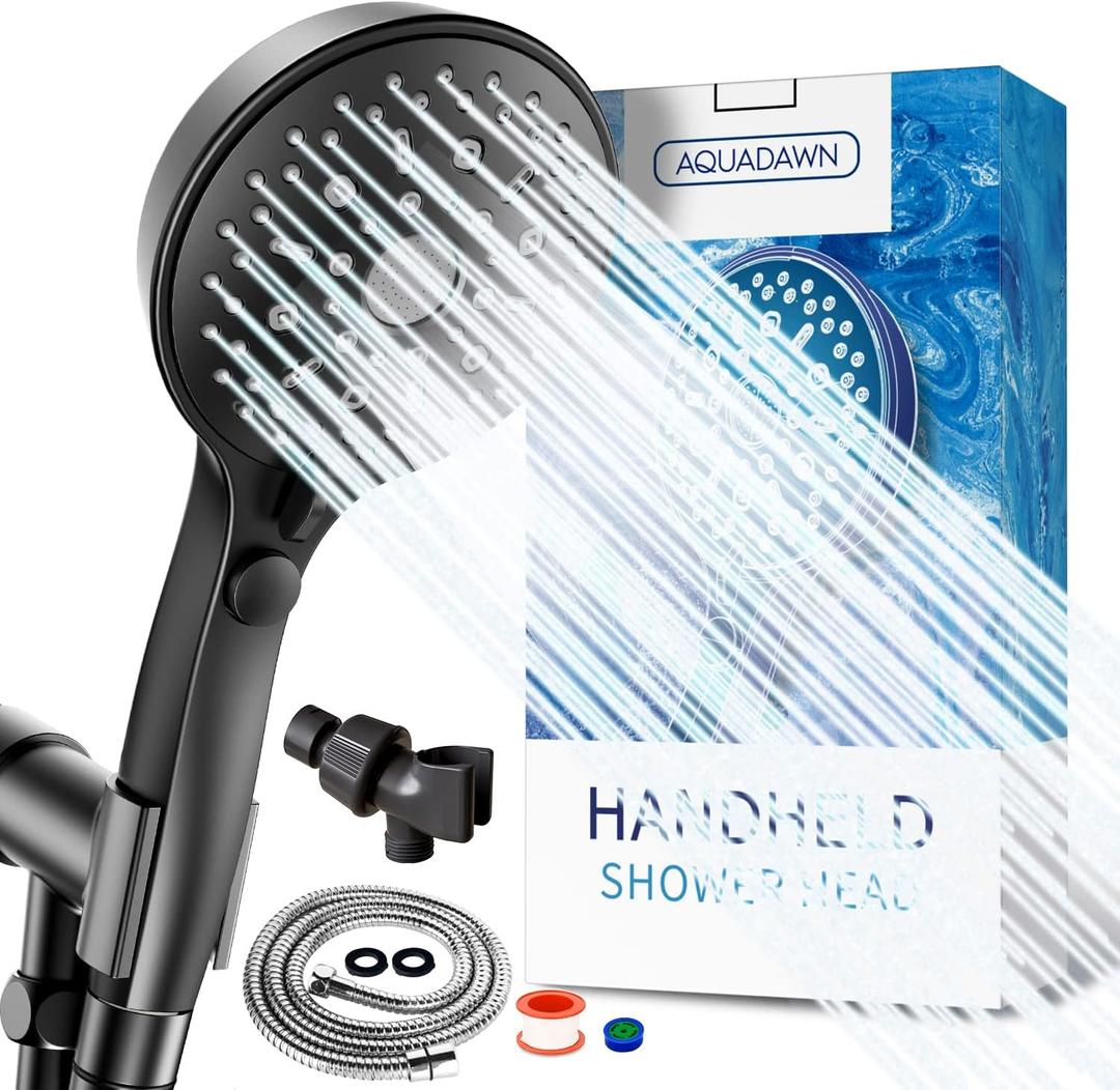 High Pressure Handheld Shower Head 11 Spray Settings, 4.85 inch Pause Switch Water Saving Shower Head, Removable High Flow Bathroom Showerhead with Long Hose and Adjustable Bracket (Matte Black)