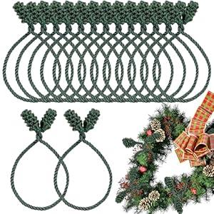 16pcs Green Christmas Garland Twist Ties - Reusable and Flexible Banister Decoration Ties for Stair Railings, Wreaths, Stockings & Holiday Home Decoration