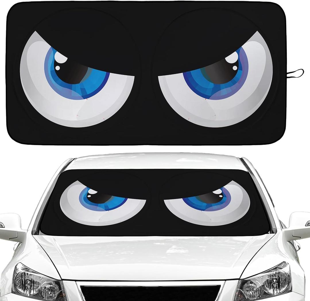 Blue Eyes Car Windshield Sun Shade Foldable Sunshade Front Window Cover Sun Visor Protector Accessories (59x27.5 inches)